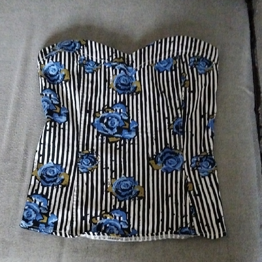 Katie Strapless Stripe/Floral Top